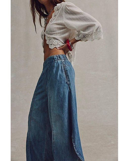 Free People Blue Sweet Pea Pull-On Tulip Jeans