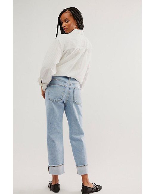 Agolde Blue Fran Low-Slung Straight Jeans