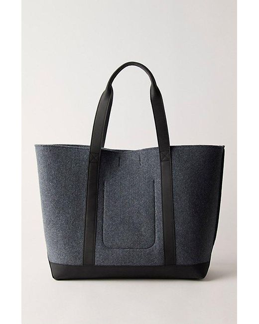 L.L. Bean Black L. L.Bean Leather Trim Wool Tote
