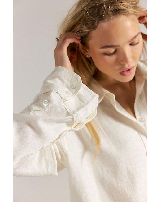 Free People Natural Laurel Linen Button Down Top