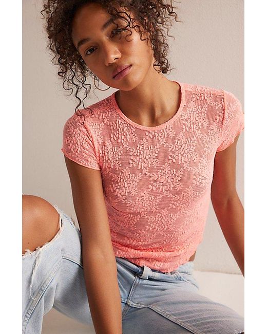 Intimately By Free People Red Loved You First Lace Tee By