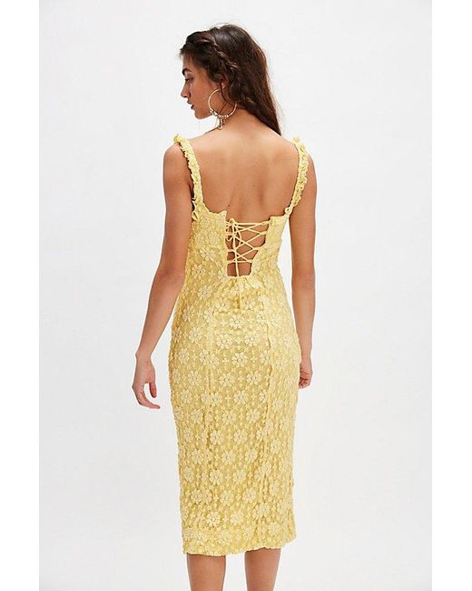 Free People Yellow Lucinda Lace Midi Dress
