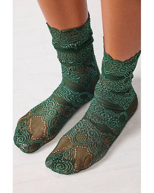 Free People Green Camila Lace Socks