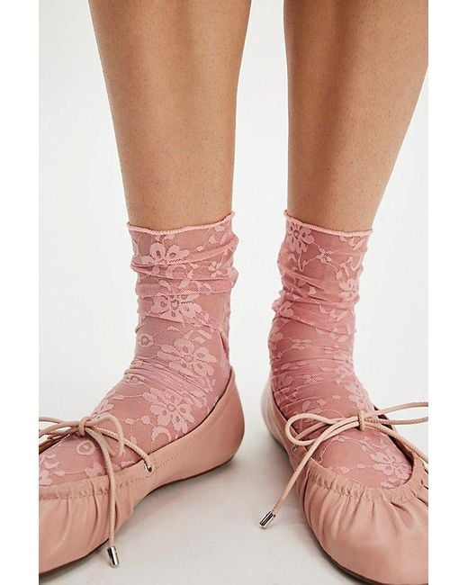 High Heel Jungle Pink Ava Lace Socks By