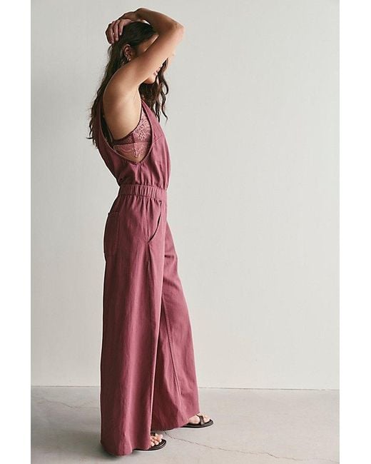 Free People Red Margo Jumpsuit