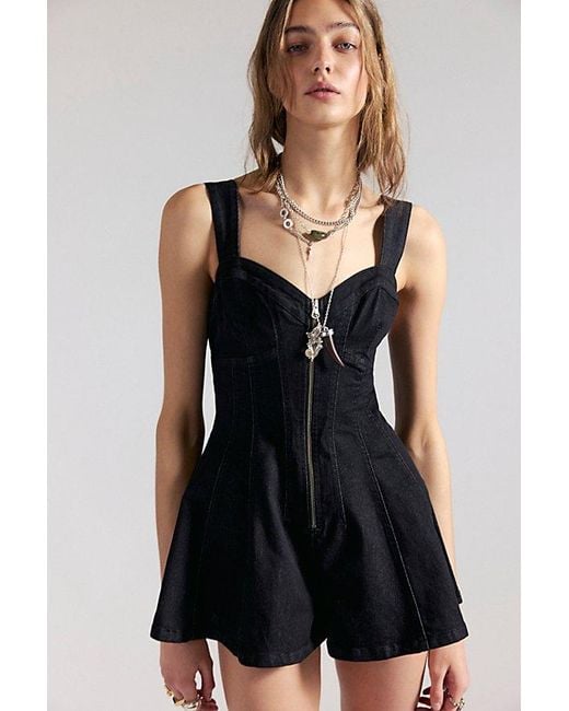 Free People Black Delancey Flare Romper