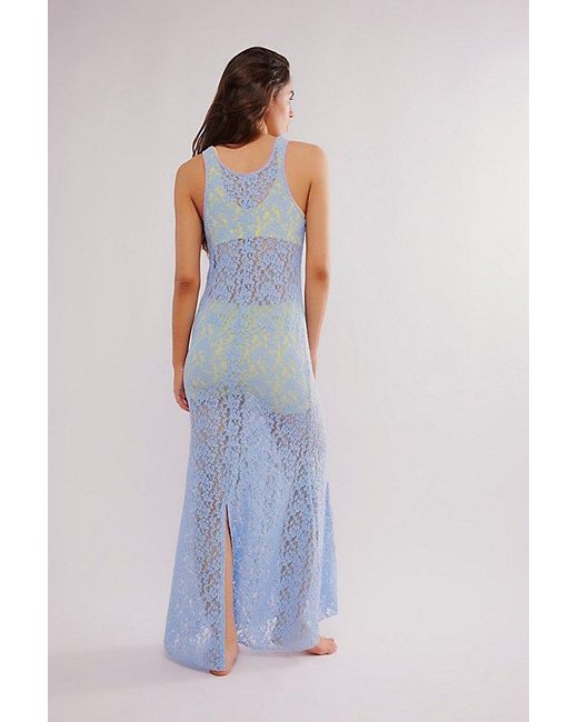 Free People Blue Feeling For Lace Maxi Slip
