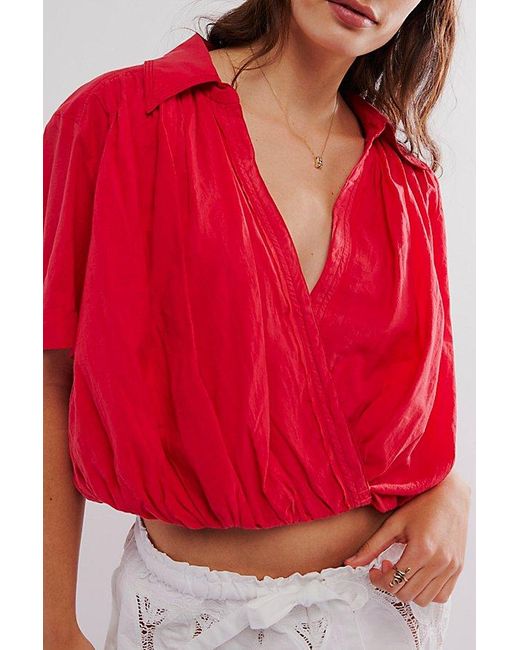 Free People Red We The Free Benny Shirt