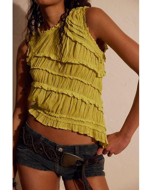 Free People Yellow Sands Smocked Top