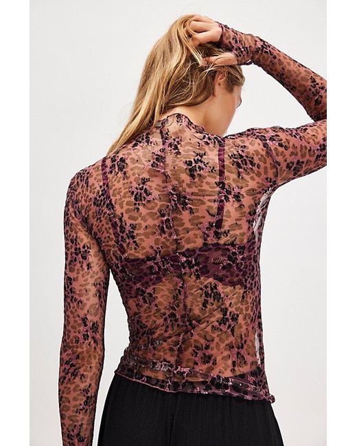 Intimately By Free People Red Lady Lux Printed Layering Top