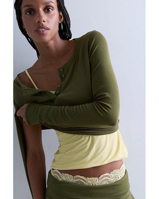 Intimately By Free People Green Dream State Henley Top By