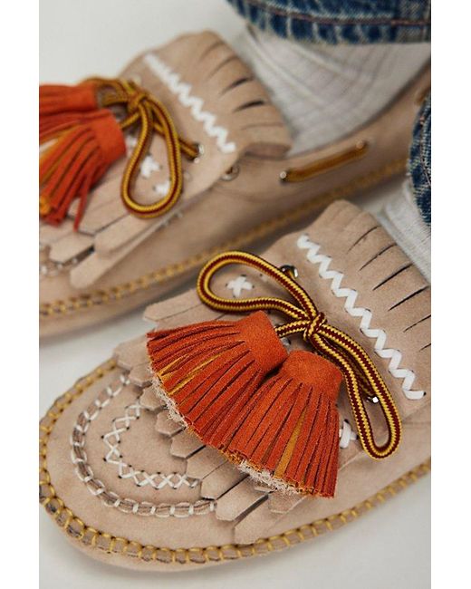 Nan-Ku Couture Blue Scandi Tassel Moccasins By