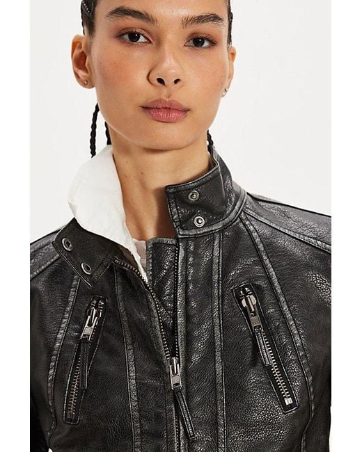 Free People Black Jesse Vegan Leather Moto Jacket