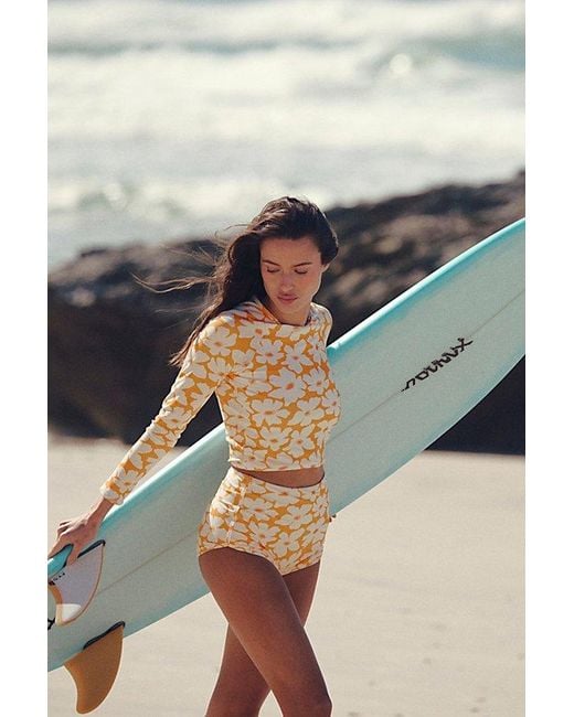 Rhythm Metallic High-Waisted Boyshort Surf Bottoms
