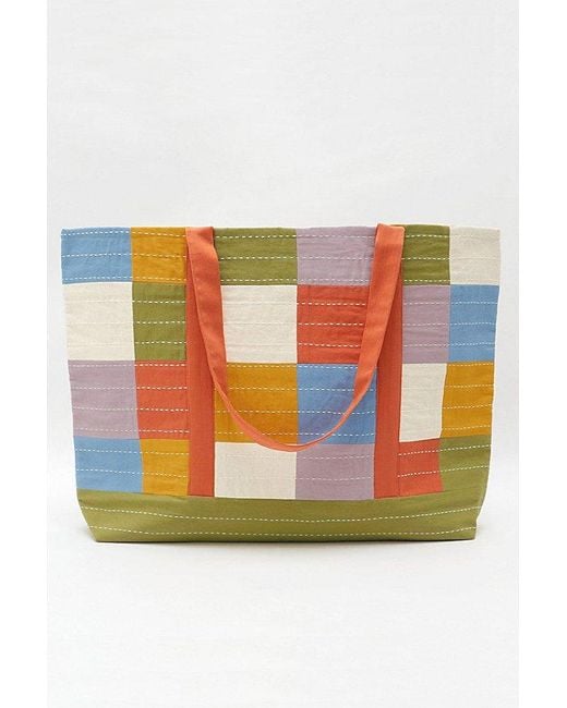 Anchal Orange Checkered Tote