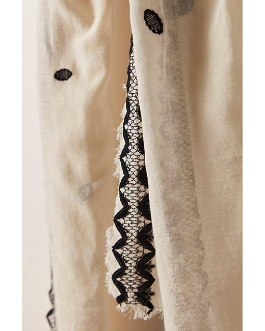 Free People Natural Santa Rosa Embroidered Scarf