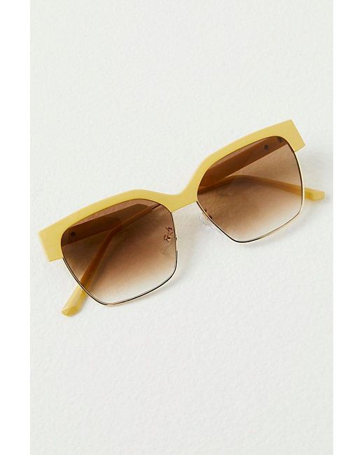 Free People Metallic Honey Square Sunglasses At In Butter