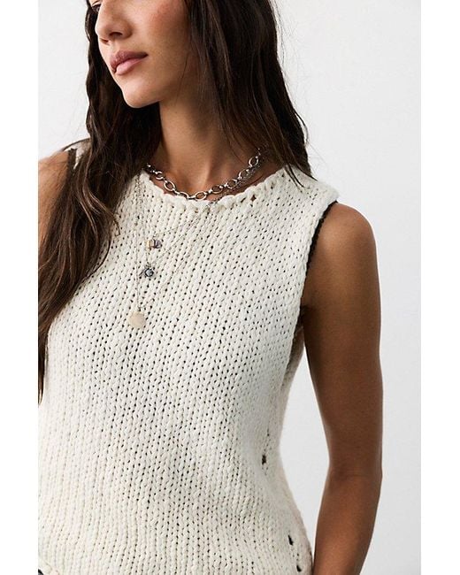 Free People White Opal Knit Tank Top