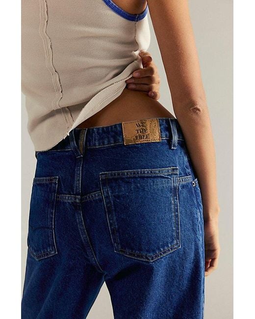 Free People Blue Deep Trance Dropped Boyfriend Jeans