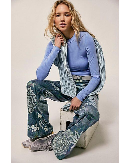 Intimately By Free People Blue So Soft Seamless Modal Long Sleeve By