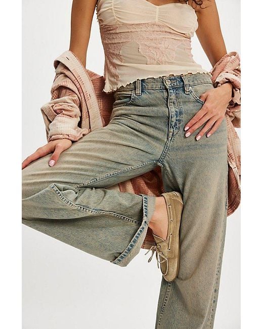 Jeffrey Campbell Blue Distressed Leather Boat Shoes