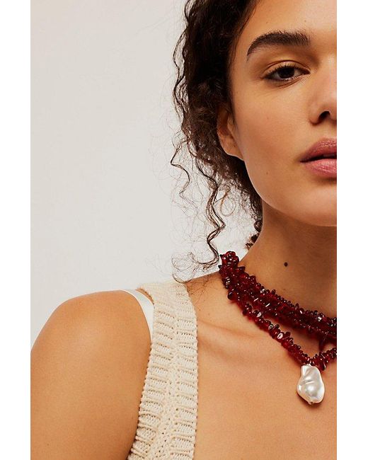 Free People Brown So Fine Layered Necklace At In Blush