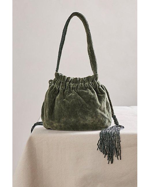 Free People Green Valentina Velvet Pouch