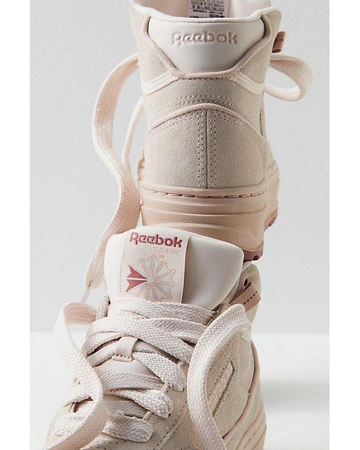 Reebok White Club C Geo Mid Sneakers At Free People In Pink Stucco/sedona Rose, Size: Us 8.5