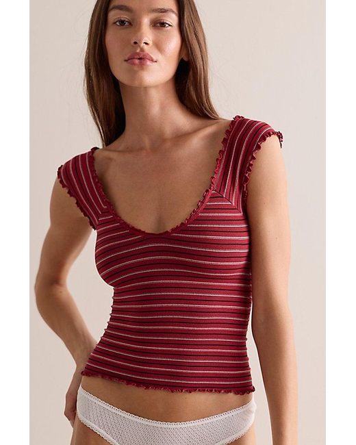 Intimately By Free People Red Sunbeam Stripe Tee By