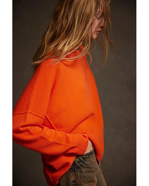 Free People Orange Mila Cashmere Pullover