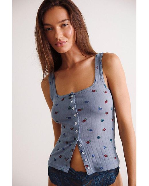 Intimately By Free People Multicolor End Game Pointelle Printed Tank Top By