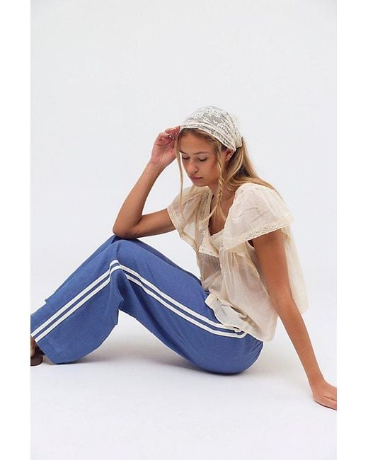 DONNI. Blue The Linen Stripe Crop Pants