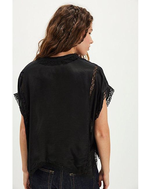 Free People Black Marigold Shine Lace Top