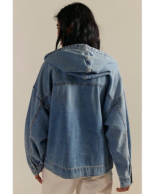 Free People Blue Casey Denim Pullover Jacket