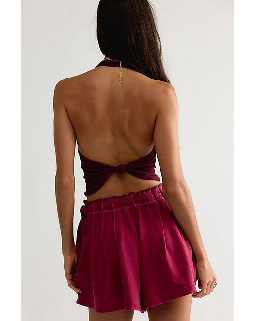 Free People Red Croquet Knit Shorties