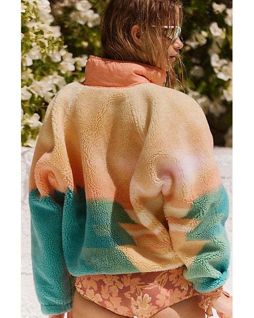 Fp Movement Green Hit The Slopes Printed Fleece Pullover