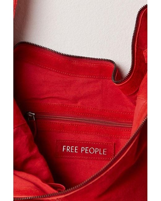 Free People Red Roma Suede Tote Bag