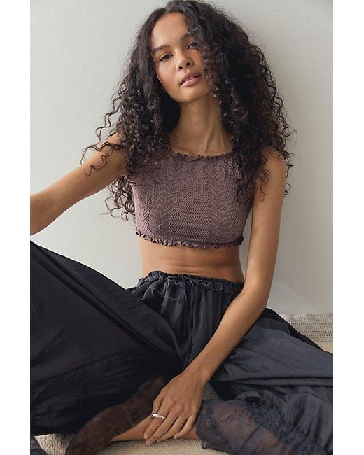 Intimately By Free People Brown So Soft Frill Seamless Micro Crop Top By