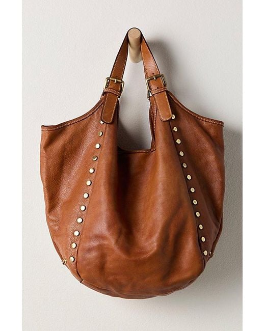 Bolsa Nova Brown Slouchy Stud Tote