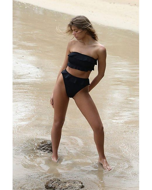 Beth Richards Black Ruffle Bikini Top
