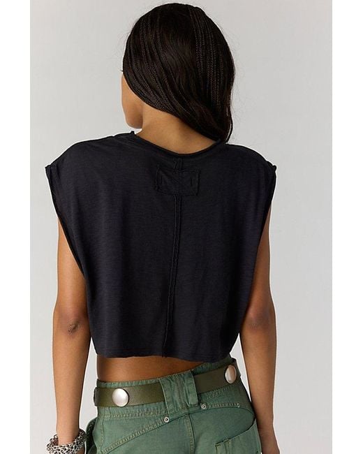 Free People Black Dallas Cropped Tank Top