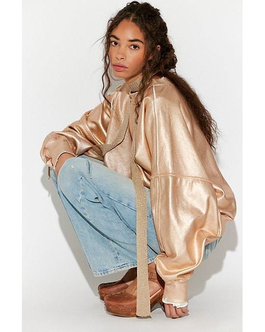 Free People Blue Gaia Coated Sweatshirt