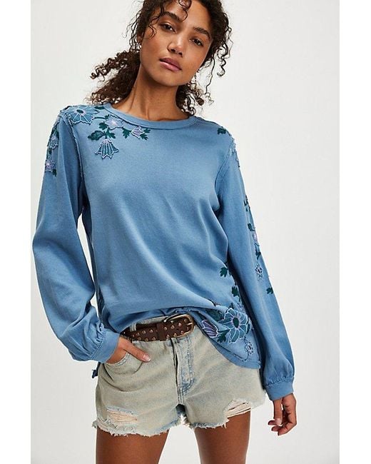 Free People Blue Vines Long Sleeve