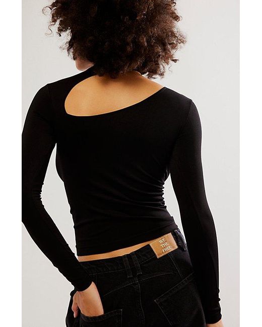 Free People Black Cut It Out Seamless Long Sleeve
