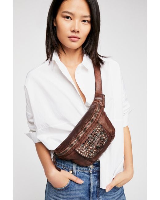 Free People Brown Nola Studded Belt Bag By Campomaggi