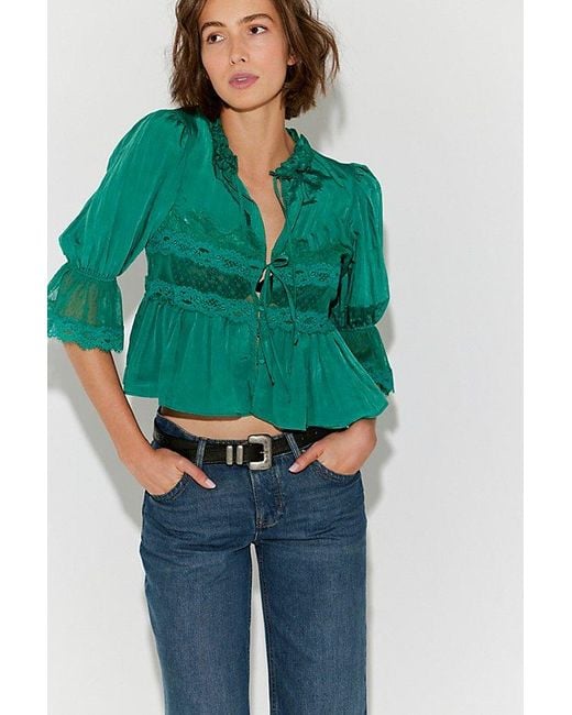 Intimately By Free People Green Forever Young Bed Jacket Top By