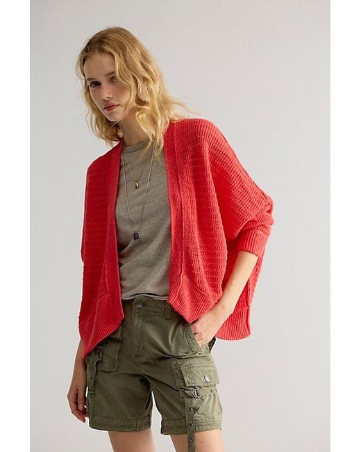 Free People Red Mad About You Linen Cardi