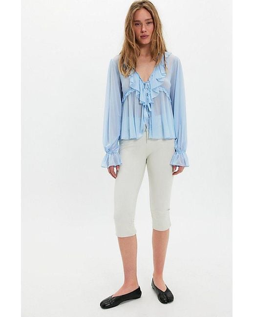 Free People Blue Fearless Long Sleeve Top