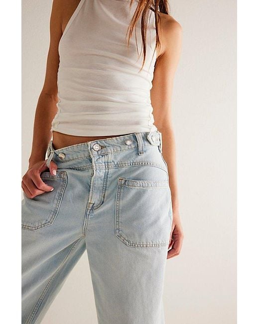 Free People Palmer Cuffed Jeans At Free People In Daydream Blue, Size: 25