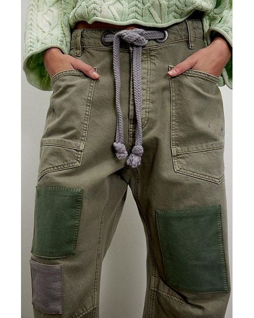 Free People Green We The Free Moxie Pull-on Barrel Jeans